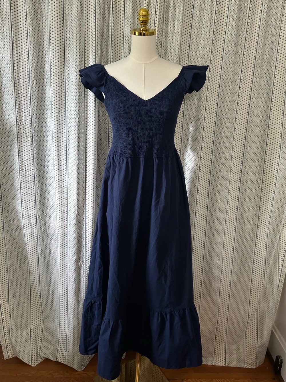 Smocked Navy Maxi Dress